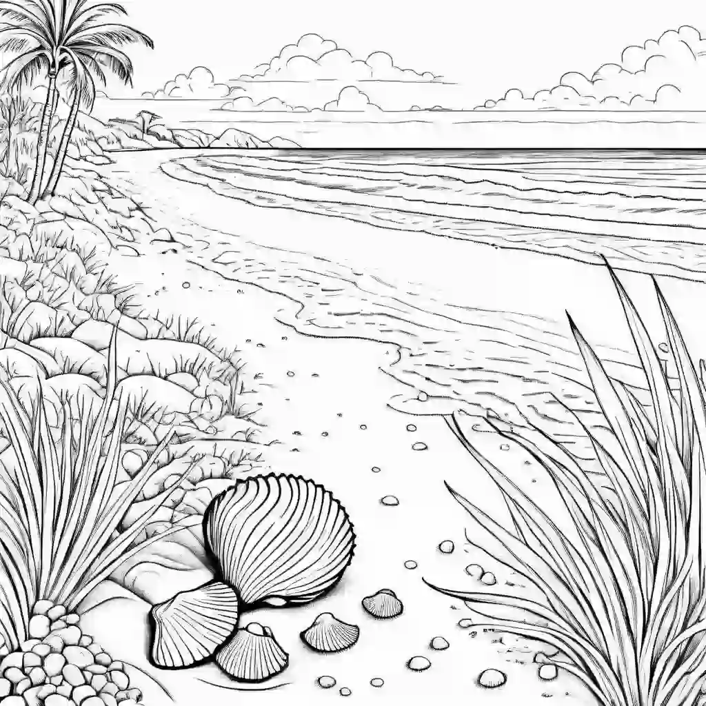 Seashell Collecting on the Beach coloring pages